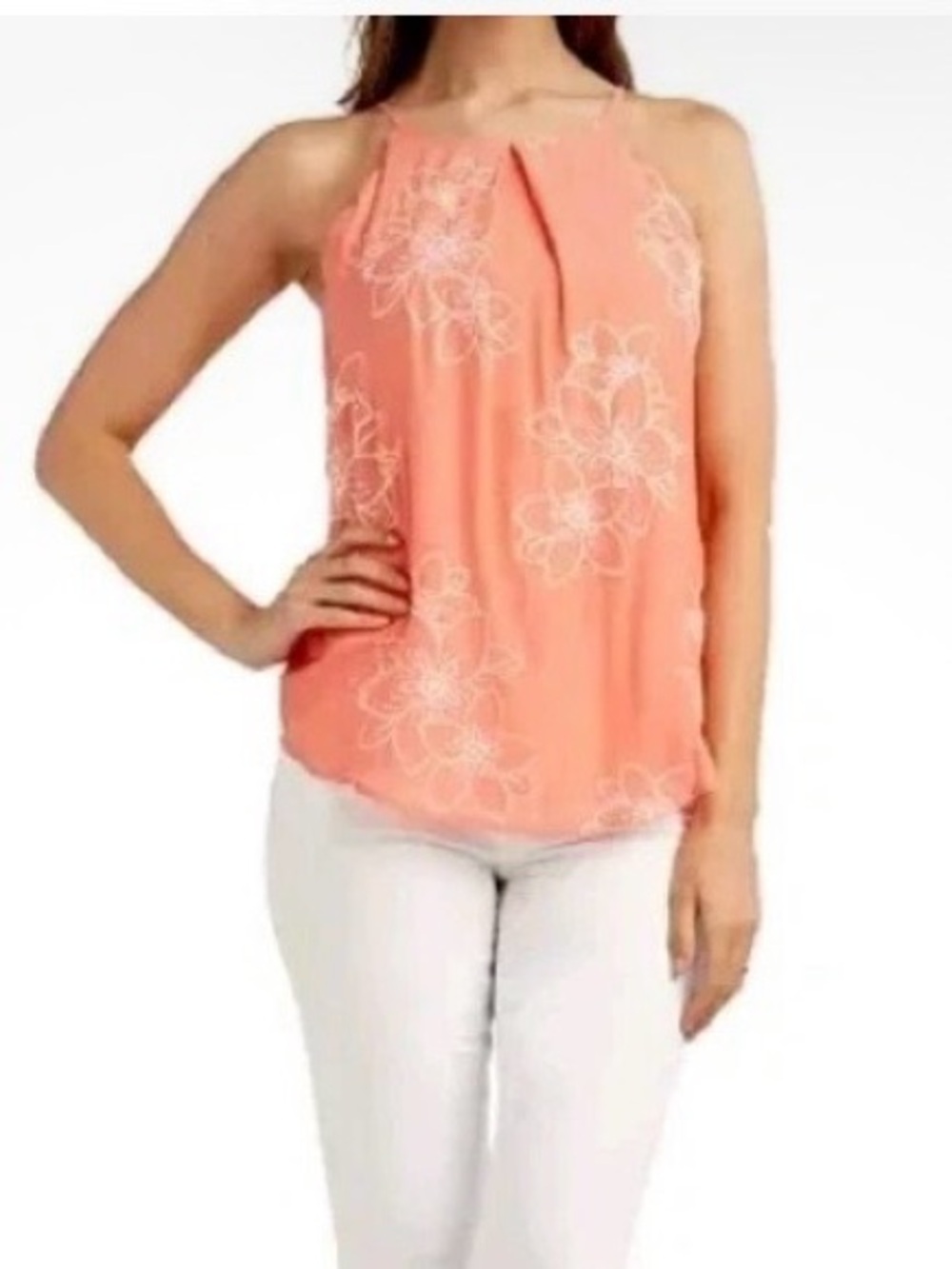BCX Peach Embroidered Top